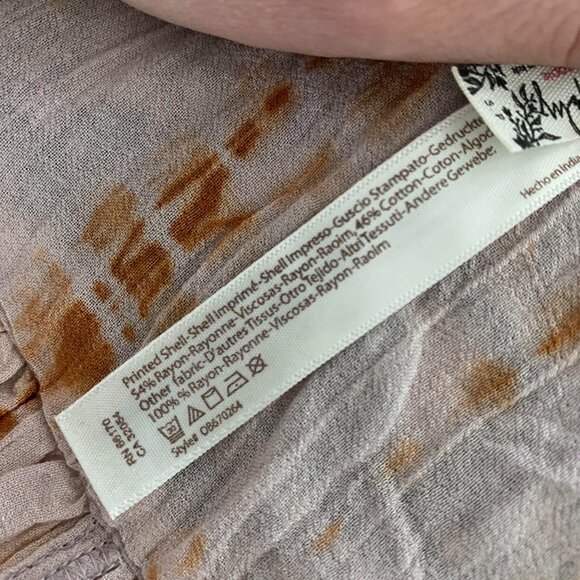 Free People Love Triangle Blush Rust Tie Dye Black Embroidered Kimono S - Picture 3 of 7